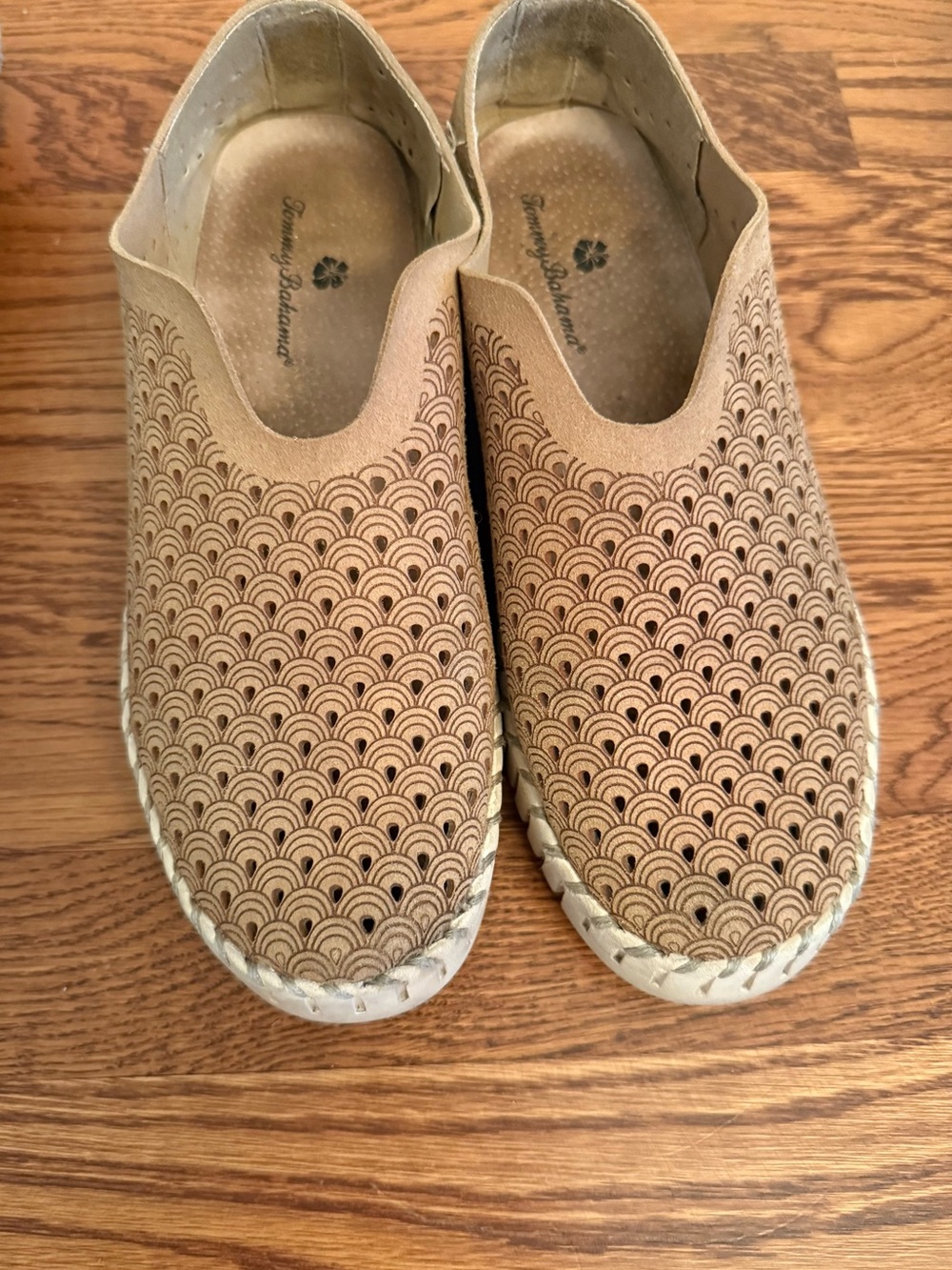 Tommy Bahama Tan Perforated Slip-On Women’s Shoes